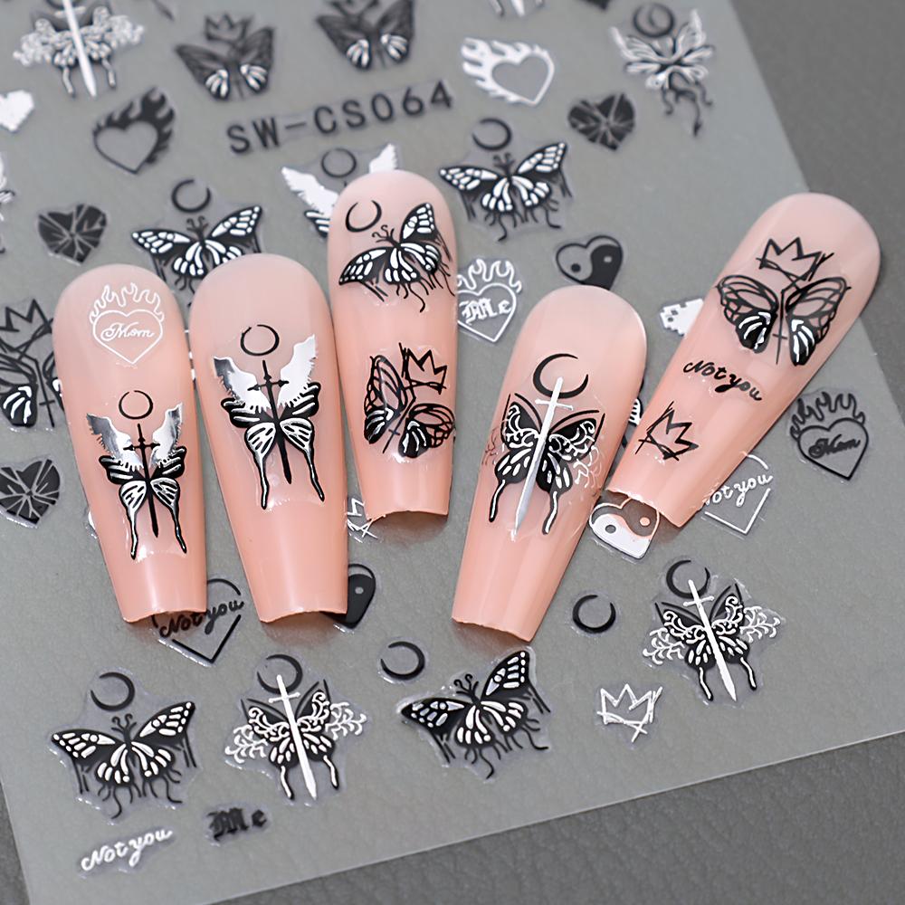1PCS Dark Butterfly Nail Art Stickers