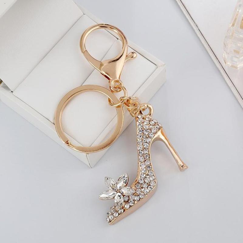 High Heel Shoe Keychain Purse Car Shiny Key Chain Bag Decorative Alloy Keyring