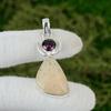 Предложение ко Дню Дружбы Сколецит Драгоценный камень Аметист Безель Подвеска Ювелирное изделие 925 Серебро