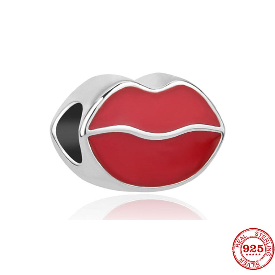 925 стерлингового серебра DIY ювелирные изделия помада высокие каблуки любовь сердце гантель яблоко шарм браслет из бисера