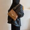Chic Pu Leather Quilted Chain Shoulder Bag Fashionable Vintage Style For Women