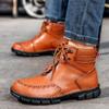 Осенние мужские высокие ботильоны из натуральной кожи, мужская молодежная модная дышащая спортивная обувь, удобная и повседневная кожаная обувь