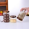 Деревянная крышка Органайзер вкусов Стеклянная герметичная банка Кухонные бутылки для хранения Банка Герметичный контейнер для еды Имбирь Хлопья Тайник Банки
