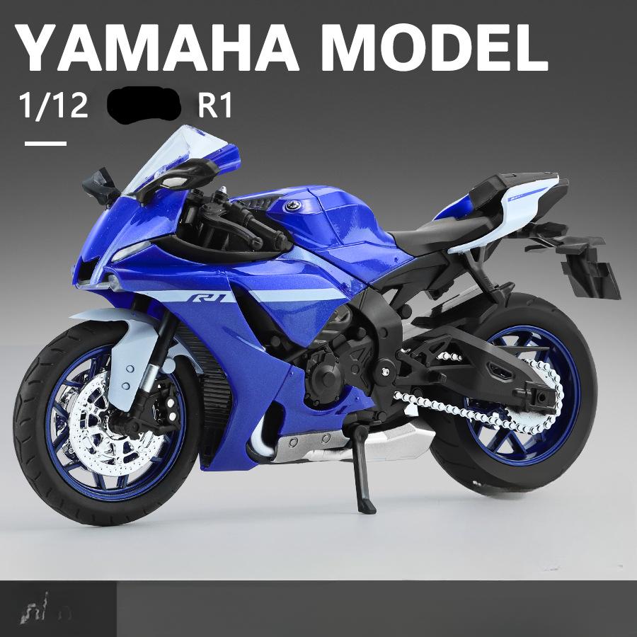 1/12 YAMAHA R1 игрушечная модель мотоцикла литой сплав со звуком и светом резиновые шины масштабная модель мотоцикла игрушки для детской коллекции