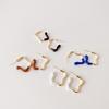 Fashion Simple Irregular Metallic Hoop Earrings  New Korean Style Pendientes Jewelry Wholesale Blue Black White Brown Color
