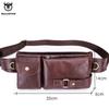 BULLCAPTAIN Real Leather Waist Packs Fanny Pack Belt Bag Phone Pouch Bags Travel Waist Pack Male Small Waist Bag Leather Pouch