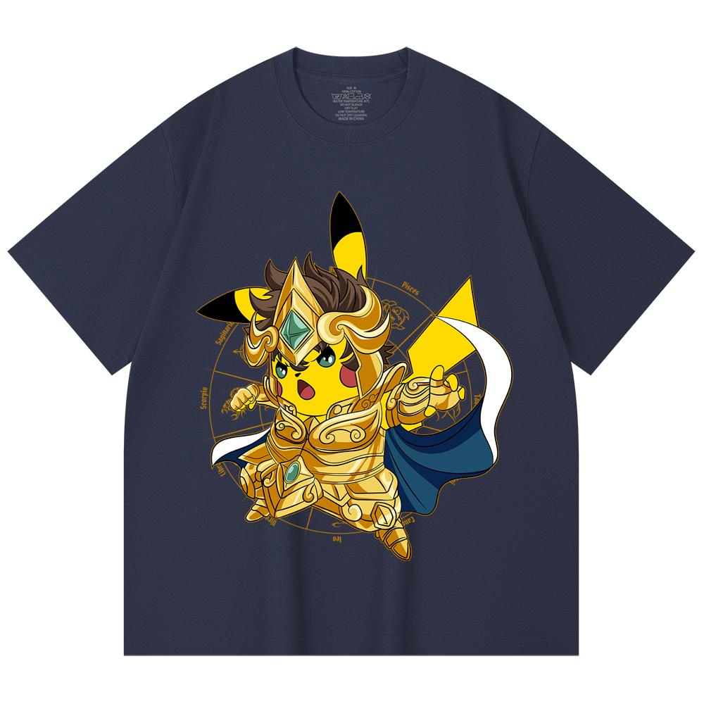 230 Gsm 100% Cotton Pokemon V25 Pikachu Leo Print Unisex Heavy Cotton T Shirt