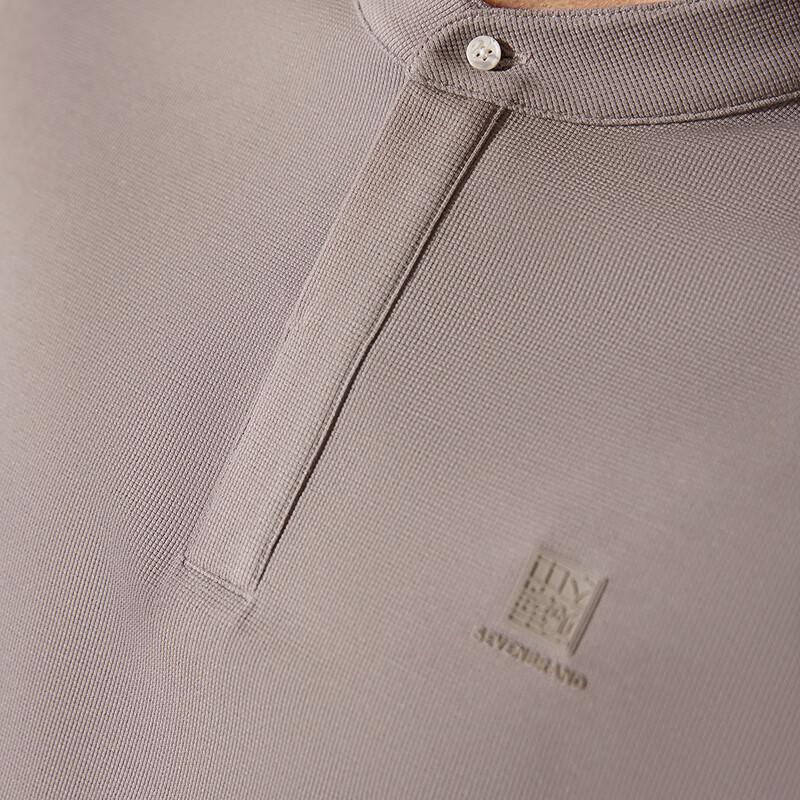Septwolves Men's Chinese Mandarin Collar Waffle Knit Long Sleeve T-shirt