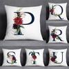 Peach Skin Pillowcase Floral Letter Pattern Decorative Pillowcase Square Pillowcase Home Office Decorative Cushion Cover