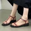 Fashion Women's Shoes 2024 New Ankle Strap Women's Sandals Summer Pinch Toe Buckle Solid Flat Casual Beach Sandals Zapatos De Mujer