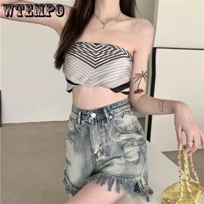 Джинсовые шорты, летние женские дышащие широкие брюки с высокой талией, шорты с меховой отделкой и свободными отверстиями