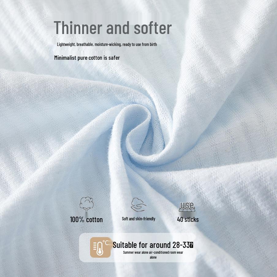 Summer Baby Long-Sleeve Cotton Romper - Lightweight Wrap-Around Air Conditioning Suit