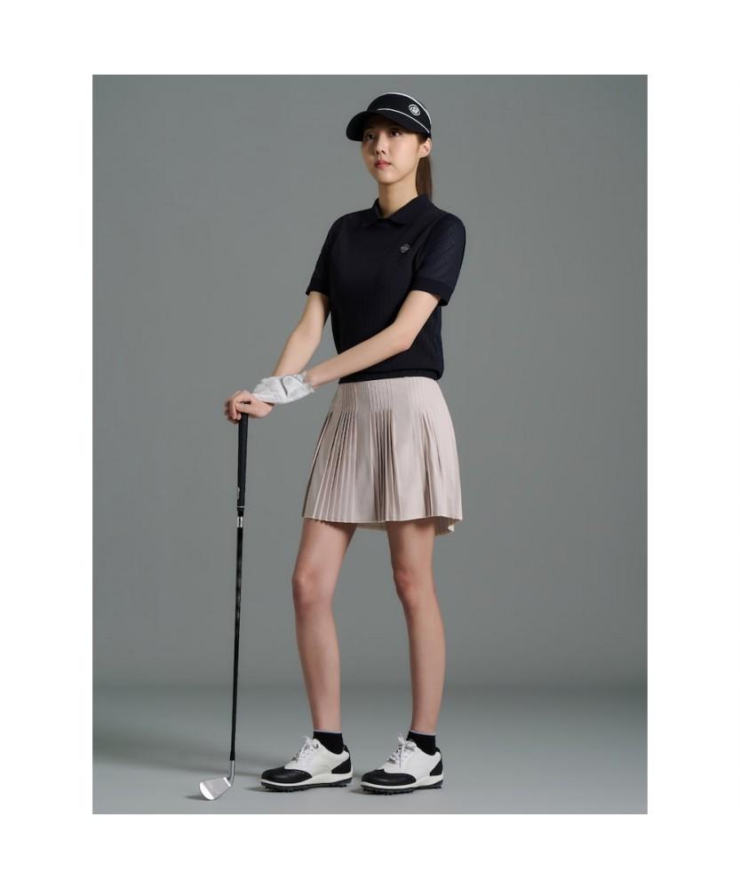 BEANPOLE GOLF [B_Under] Women'S Knit Hybrid Collar Short Sleeve T-Shirt - Black