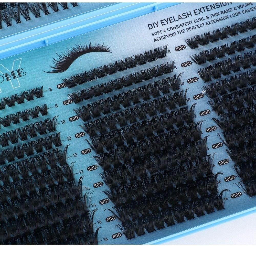 640Pcs 8-16mm Length Fake Eyelash Wispy Style DIY Lash Extension Kit 3D Faux Mink Lash Easy Removal