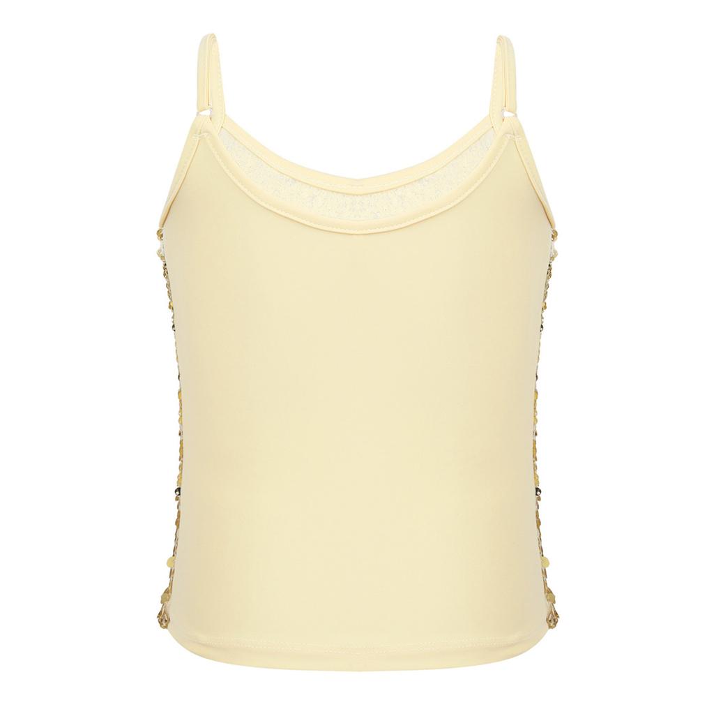 Укороченный топ без рукавов с блестками для танцев для девочек, топы на бретелях, рубашка для джазовых выступлений, жилет