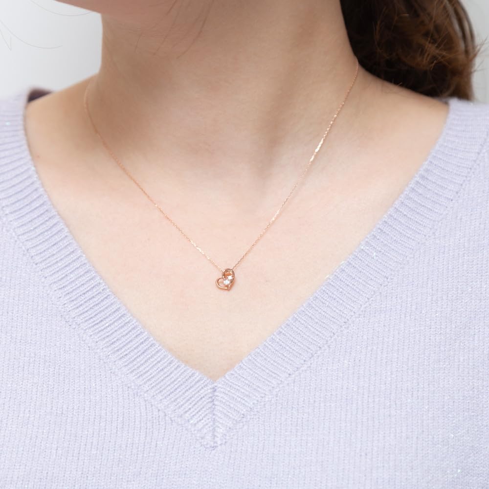 Estelle K10 Pink Gold Cubic Zirconia Heart Necklace (Web Exclusive) 0452-1189-0019-0000