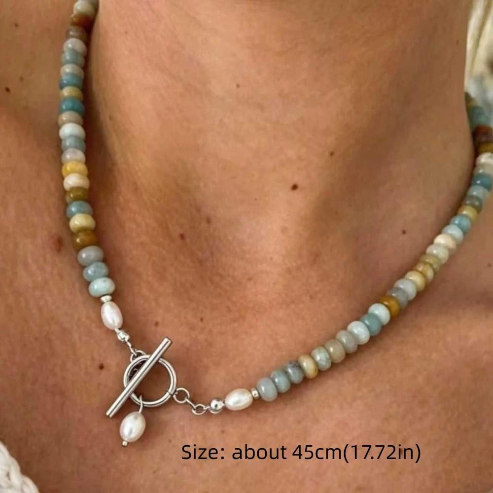 Natural Stone Beads Beaded Necklace Turquoise Beads Handmade Necklace New Necklace for Girls Gift