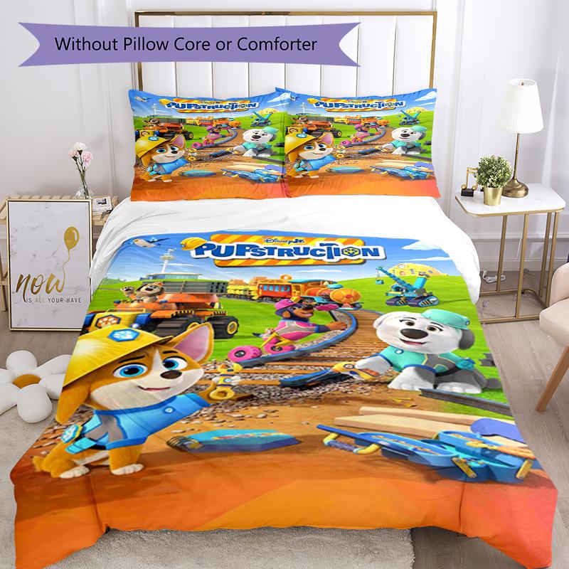 3pcs Pupstruction Bedding Set Duvet Cover Closure Includes 1 Duvet Cover & 2 Pillowcases, Soft and Comfortable for All Seasons.