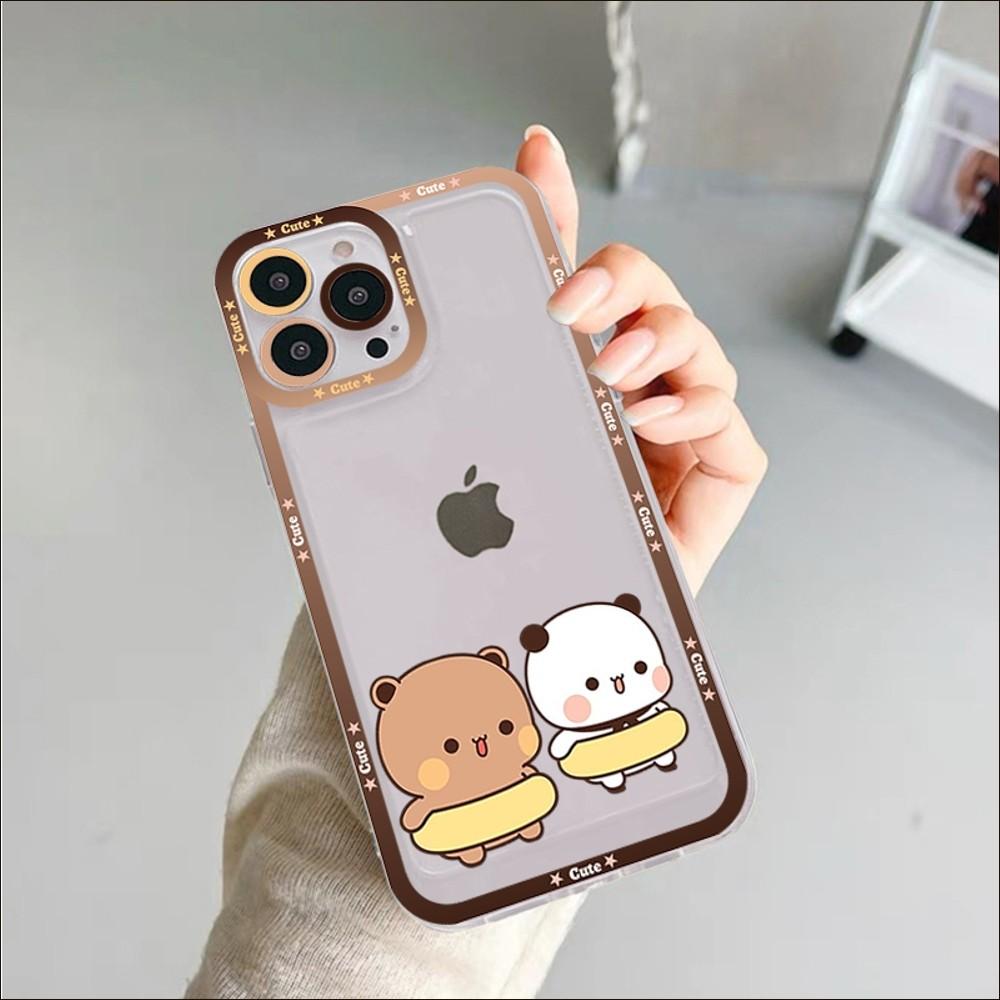 Bubududu Panda Phone Case For iPhone 11 12 13 14 Mini Pro Max XR X XS TPU Clear Case For 8 7 6 Plus SE 2020