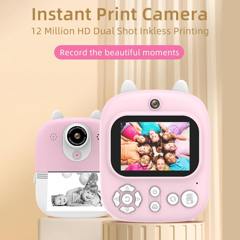 Multifunctional 3-in-1 Instant Print Camera Dual Front and Rear Cameras 1200W Pixels