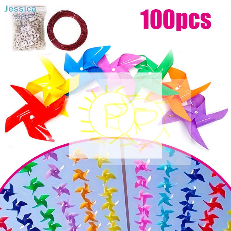 100-Pack Colorful Pinwheel Set - 172327Cm Wind Spinners With Hanging Wire For Party  Garden Decor