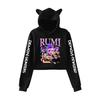 K-pop Охотники на демонов Укороченные топы Толстовка с кошачьими ушками С длинным рукавом Модная толстовка для девочек