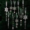 10 Pcs Crystal Snowflake Icicle Ornaments Clear Acrylic Christmas Ornaments for Christmas Tree Winter New Year Party Decor