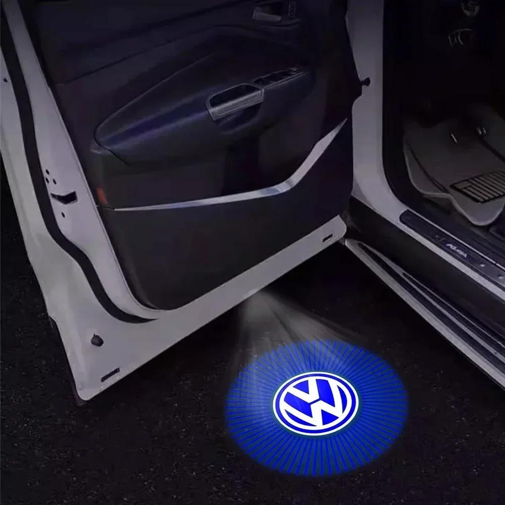 For Volkswagen VW Lavida Touran Caddy Beetle Golf Bora 2PCS Led Car Door Welcome Lamp Wireless Laser Projector Logo Night Light ck1