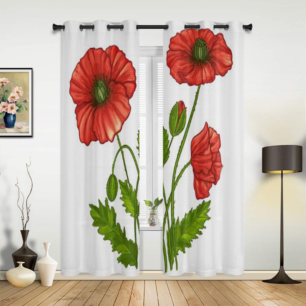 Современные оконные шторы с цветами маков, роскошные модные шторы для гостиной, спальни, кухни, шторы
