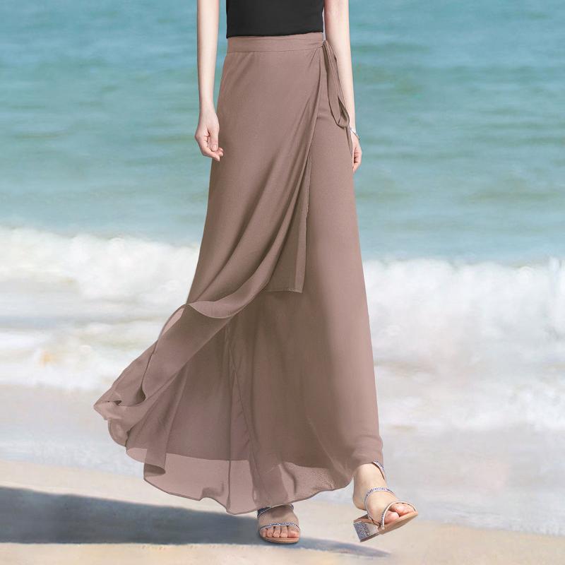 Юбка-миди женская из тюля с высокой талией, длинная, сетчатая, весенне-летняя, на резинке, плиссированная, А-силуэта