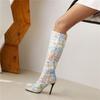 Women's High-heeled Boots with a Simple Autumn and Winter Temperament, Pointed and Fine Heel Printed Plus Size Women's Boots