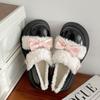 Модные женские туфли Мэри Джейн Лолита однотонные зимние плюшевые туфли 2024 года модные туфли с бабочкой на открытом воздухе нескользящие женские туфли на платформе