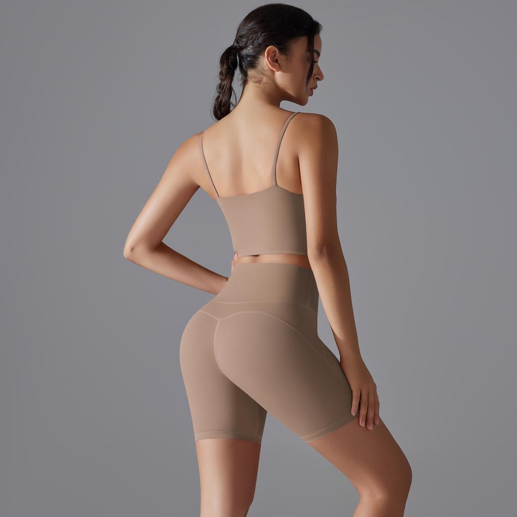 Auroth Женский спортивный комплект для йоги без рукавов Тренировочные костюмы для спортзала Бюстгальтер с открытой спиной Шорты Push Up Спортивная одежда для фитнеса