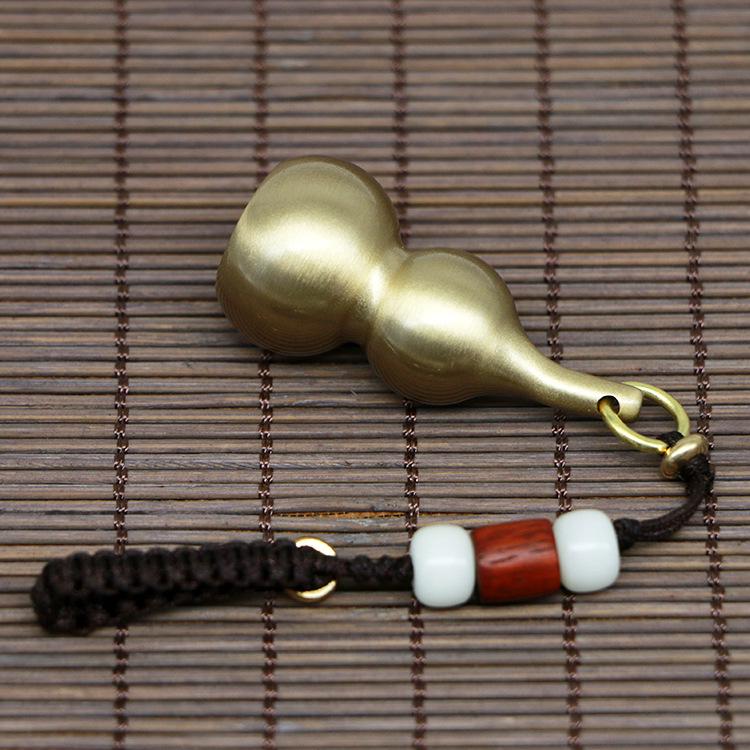 Creative Brass Gourd Keychain with Braided Rope - Unisex Pendant Decoration