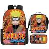 Primary School Students' New Naruto Cartoon Schoolbag Three-piece Backpack Large-capacity Backpack