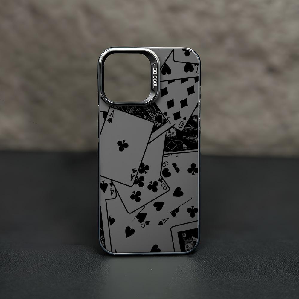 Черно-белый узор-коллаж с элементами покера чехол для телефона Для iPhone 11 12 13 14 15 16 17 XS XR X 12 13 Plus Pro Max SE серии