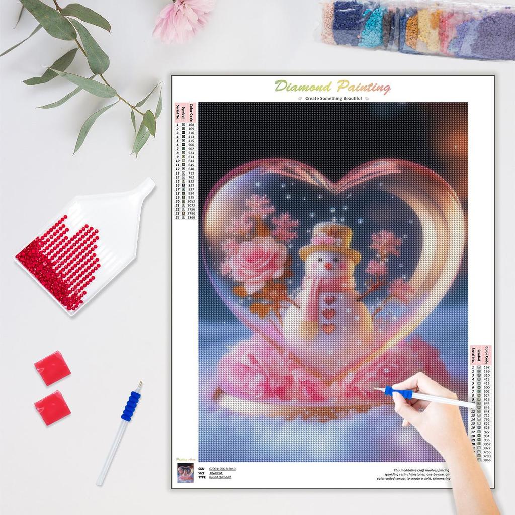 Алмазная картина Снеговик цветок Diy мозаика Алмазная вышивка стразами Рождественский подарок украшение дома 30x40 см/12x16 дюймов