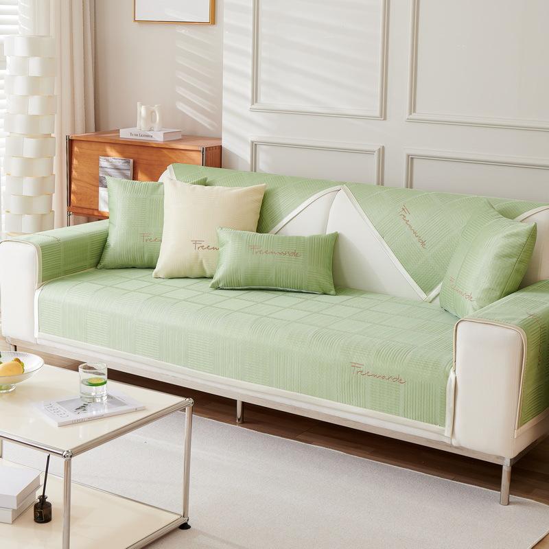 New Summer Fanghua Summer Ice Silk Mat Sofa Cushion Washable Non-Slip Cushion Sofa Cover Towel Wholesale
