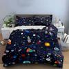 Kids Cartoon Space-Themed Bedding Set Soft Skin-Friendly Bedding Set Includes 1 Duvet Cover And 2 Pillowcase, Gift