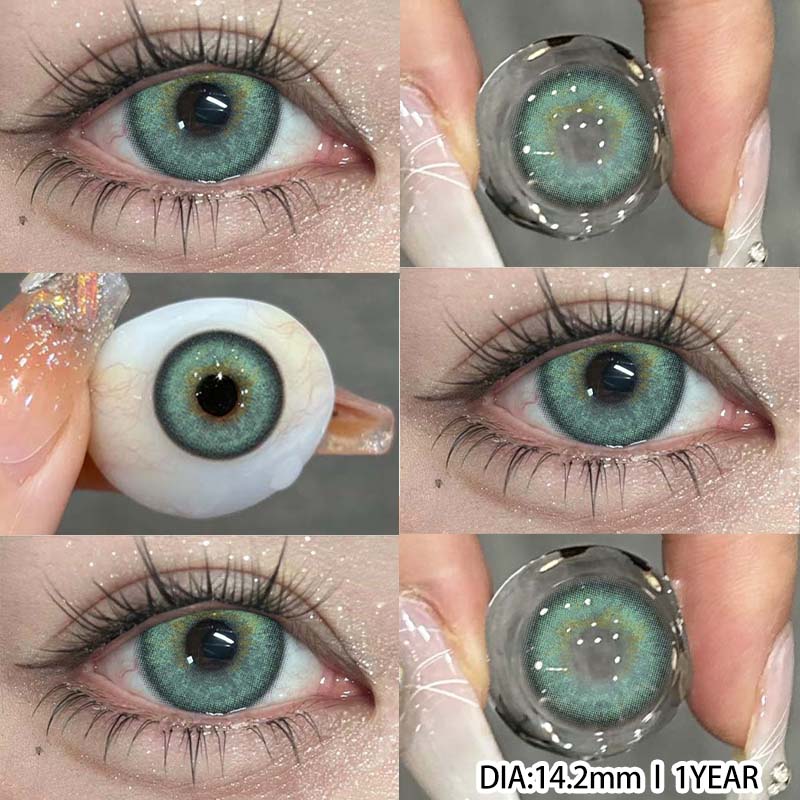 Eyeshare Цветные контактные линзы, светло-голубые линзы для очков, коричневые контактные линзы, коричнево-серые линзы для очков, цветные косметические зеленые линзы, 1 пара