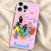 Cute Cartoon Barbapapa Silver Gradient Pleated Water Ripple Phone Case for IPhone 17 16 15 14 13 12 11 Pro Max