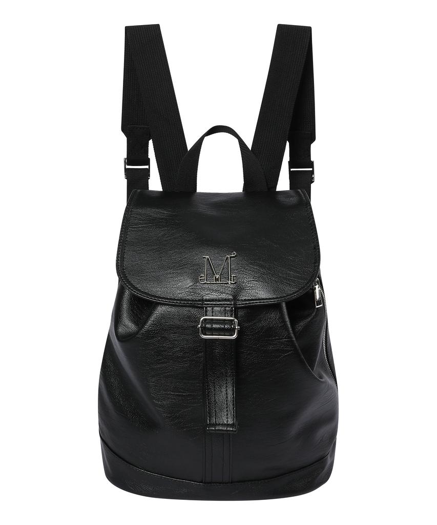 Mucent Metal Logo Leather Mini Backpack Unisex
