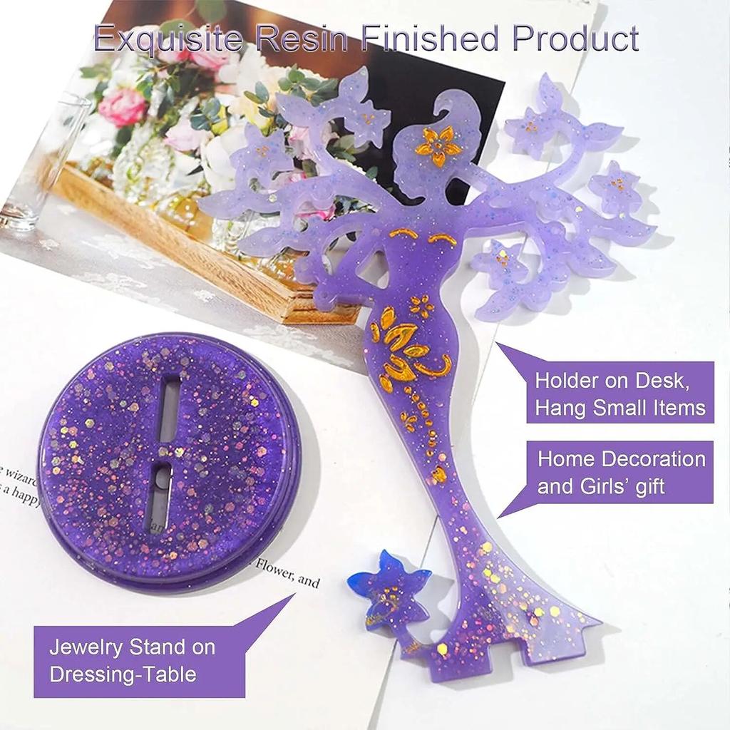DIY Crystal Epoxy Resin Mold Set DIY Jewelry Stand Mold Jewelry Display Stand Mirror Swing Table Silicone Mold