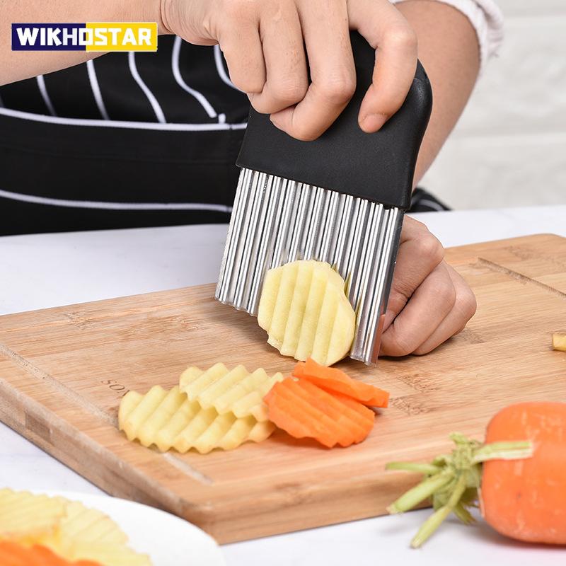 Резак для картофеля, чипсов, машина для жарки картофеля, овощечистка, нож для резки теста, фруктов, овощей, кухонные аксессуары, нож, измельчитель, морщинистая волнистая слайсер
