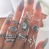 11Pcs Women Retro Hollow Rhinestone Knuckle Midi Finger Tip Stacking Joint Ring