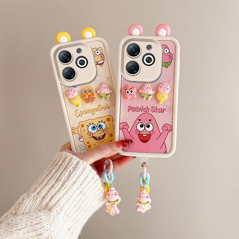 KEYSION Милый чехол с 3D-мультяшным изображением уха для TECNO Spark Go 2024 20 20C с браслетом, силиконовый противоударный чехол для телефона Tecno Pop 8