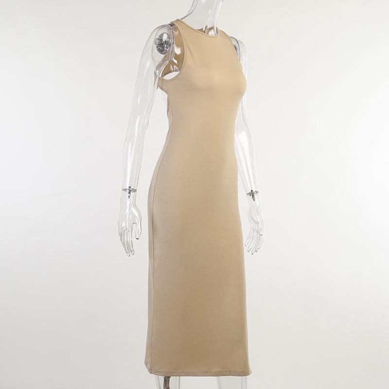 Европейское и американское летнее женское платье с открытой спиной и заниженной талией, сексуальное, темпераментное, средней длины