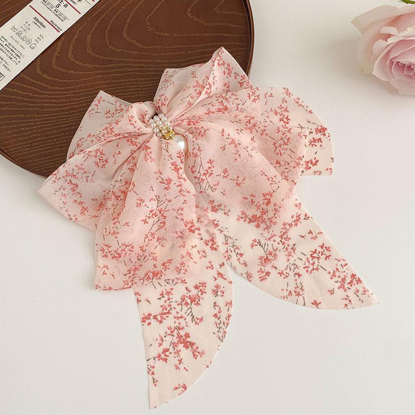 Заколка для волос с цветочным бантом и жемчугом для женщин, аксессуары для волос