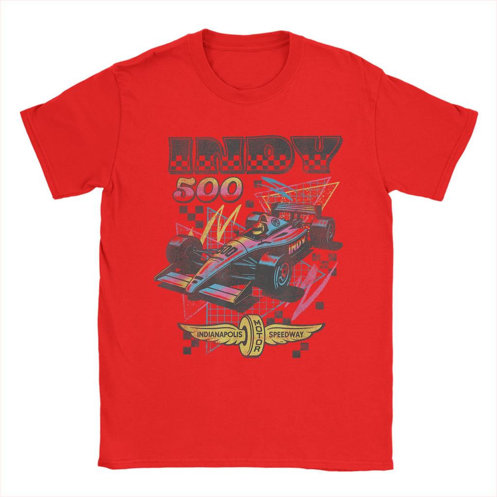 Men T-Shirt Indianapolis Motor Speedway Unique Cotton Tee Short Sleeve 90's Vibes Retro Poster T Shirt Merch Graphic Printed
