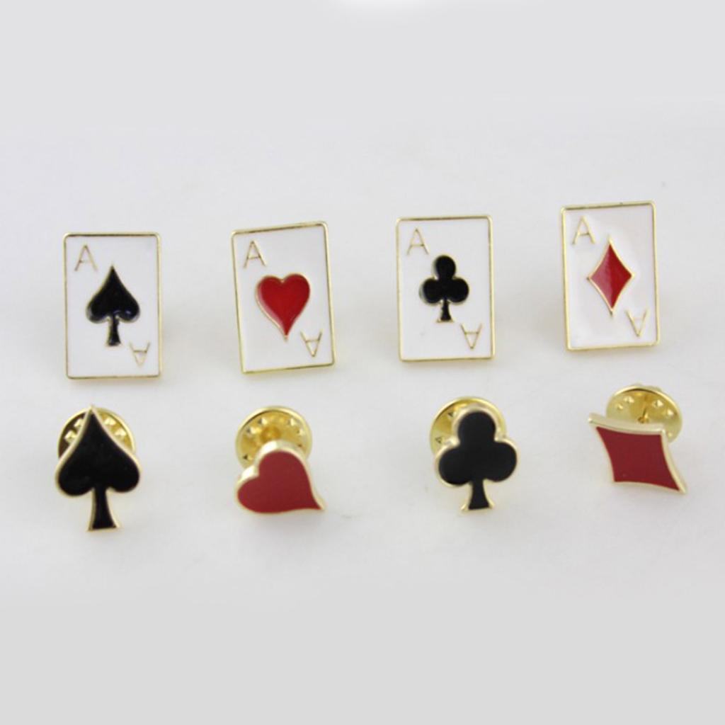 8 Pcs Alloy Drop Oil Poker Card Enamel Pins Metal Cartoon Brooch Backpack Collar Lapel Badge Jewelry Gift